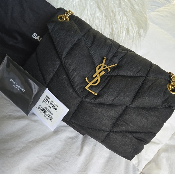 Saint Laurent Black Quilted Nylon Small Loulou Puffer Chain Bag NWT - Picture 13 of 14